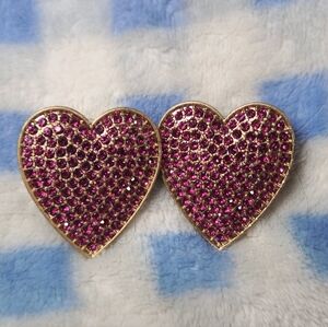 Forever 21 Gold Heart Earrings with Purple Stones
